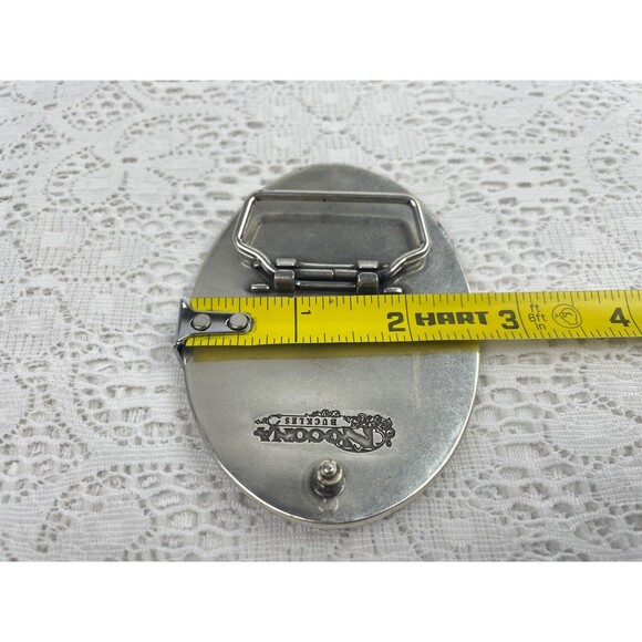 Running Jumping Deer in Nature Vintage Nocona Belt Buckle W/  camouflage backing - Picture 5 of 7